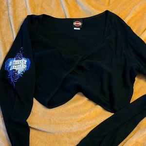 Harley Davidson Bolero Cardigan tie up crop New XL